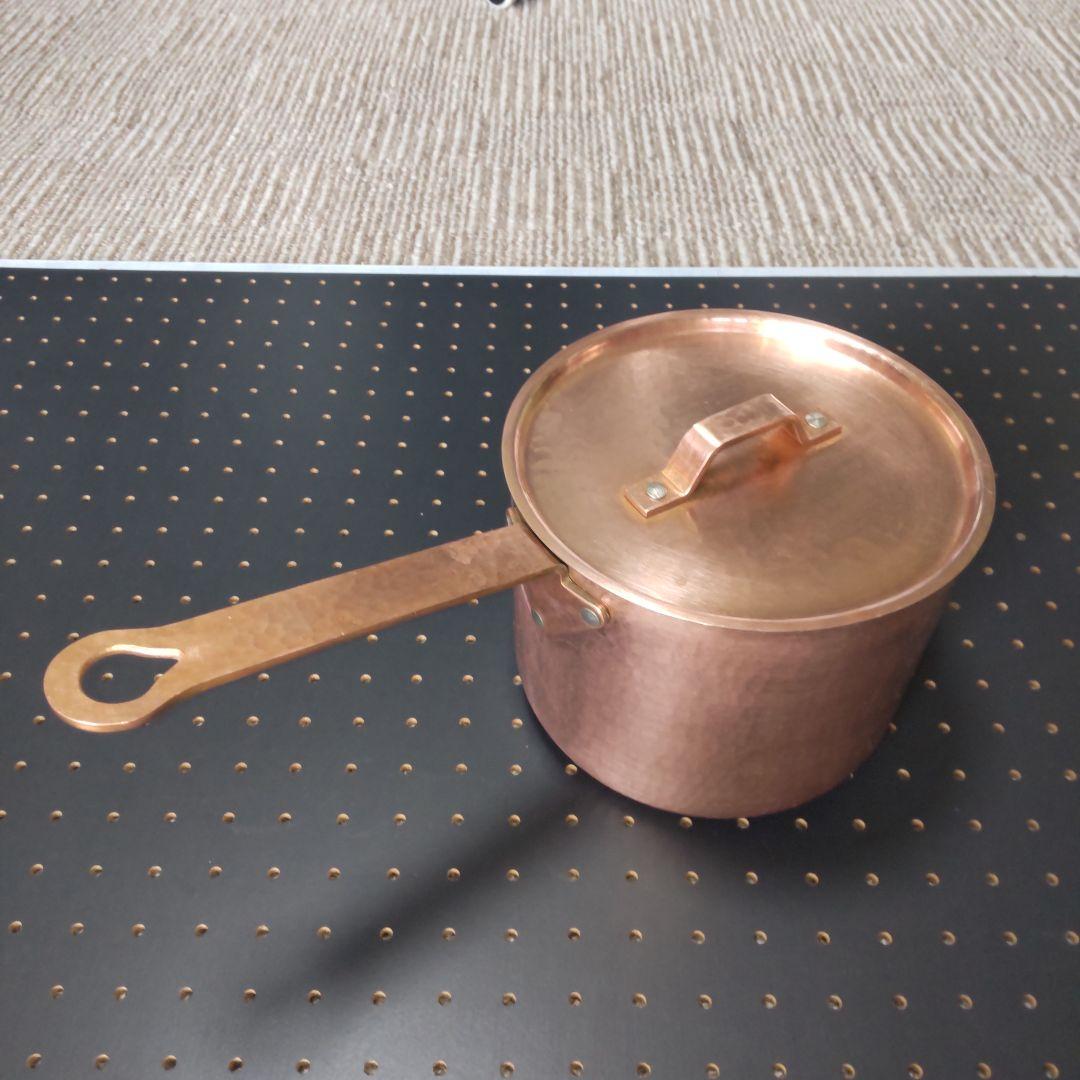 銅製 片手鍋 蓋付き 親子三代18cm 重さ 1,78kg