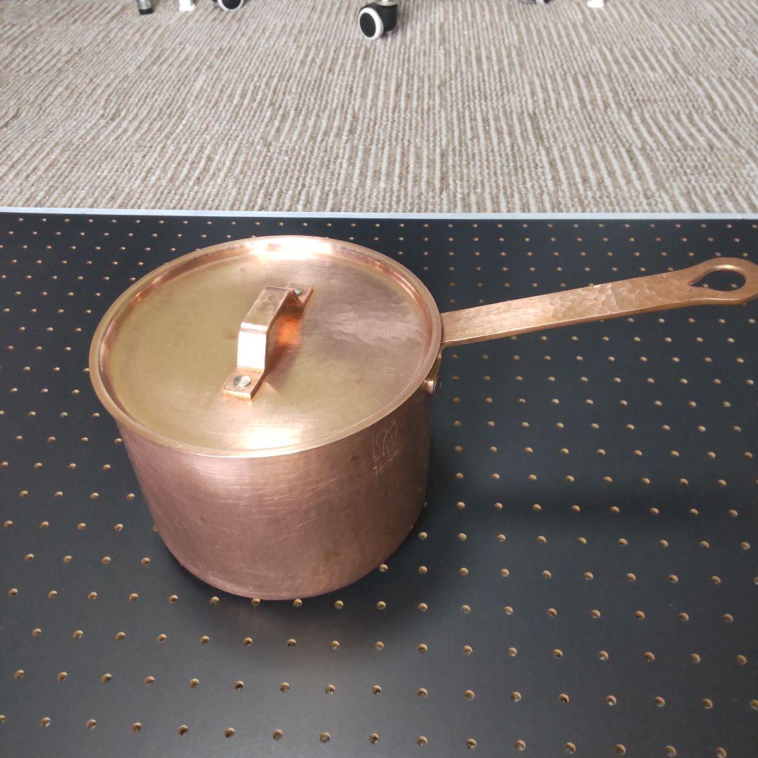 銅製 片手鍋 蓋付き 親子三代18cm 重さ 1,78kg