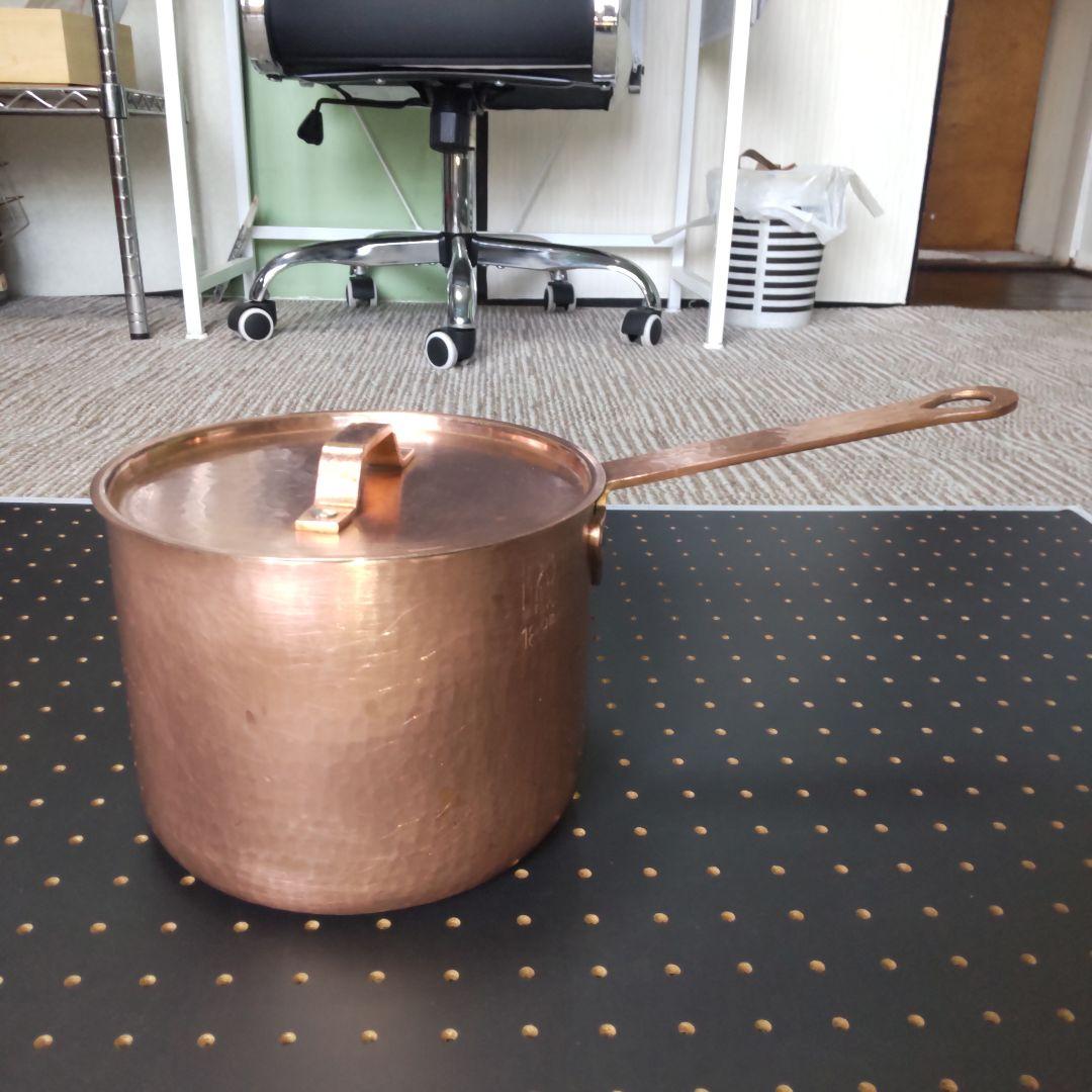 銅製 片手鍋 蓋付き 親子三代18cm 重さ 1,78kg