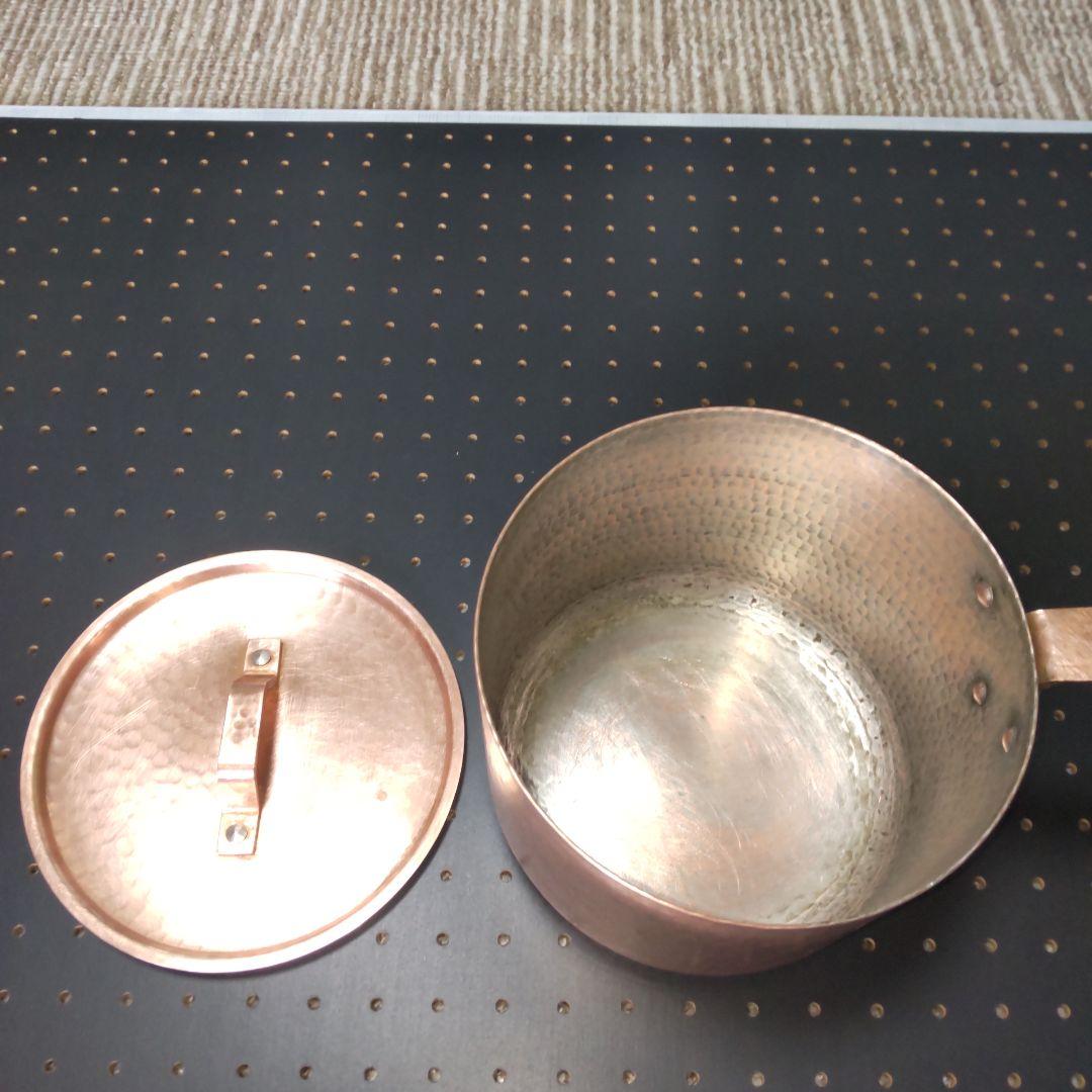 銅製 片手鍋 蓋付き 親子三代18cm 重さ 1,78kg