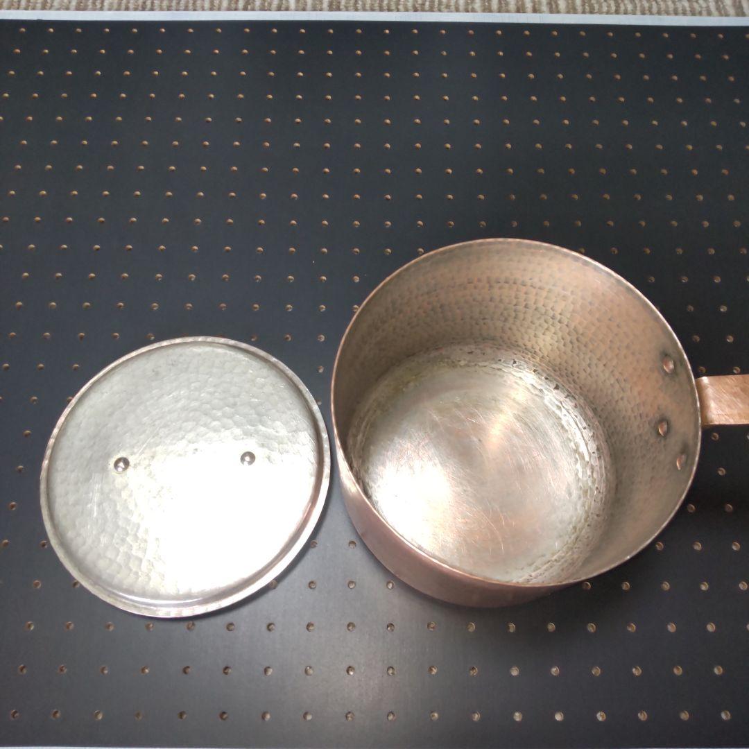 銅製 片手鍋 蓋付き 親子三代18cm 重さ 1,78kg