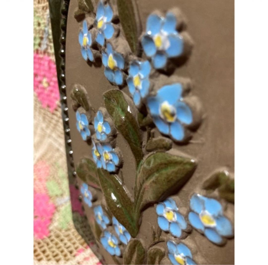 《ヴィンテージ》 ジイガントフタ　スウェーデン 北欧【勿忘草　陶板】壁飾り