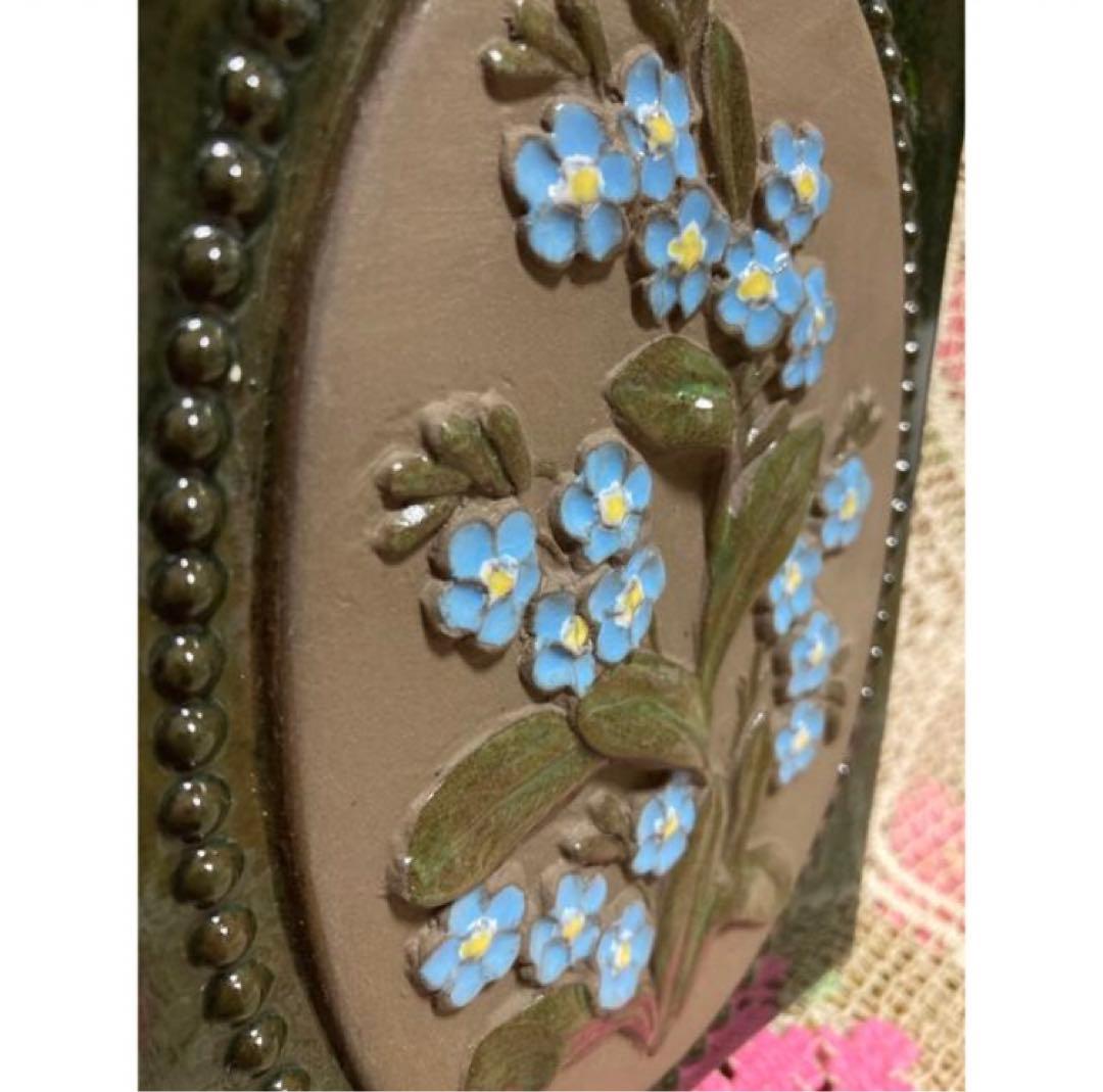 《ヴィンテージ》 ジイガントフタ　スウェーデン 北欧【勿忘草　陶板】壁飾り