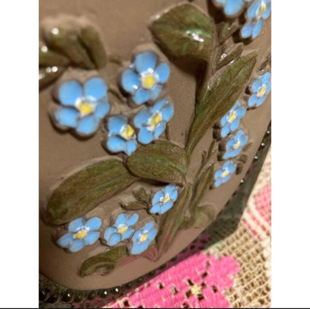 《ヴィンテージ》 ジイガントフタ　スウェーデン 北欧【勿忘草　陶板】壁飾り