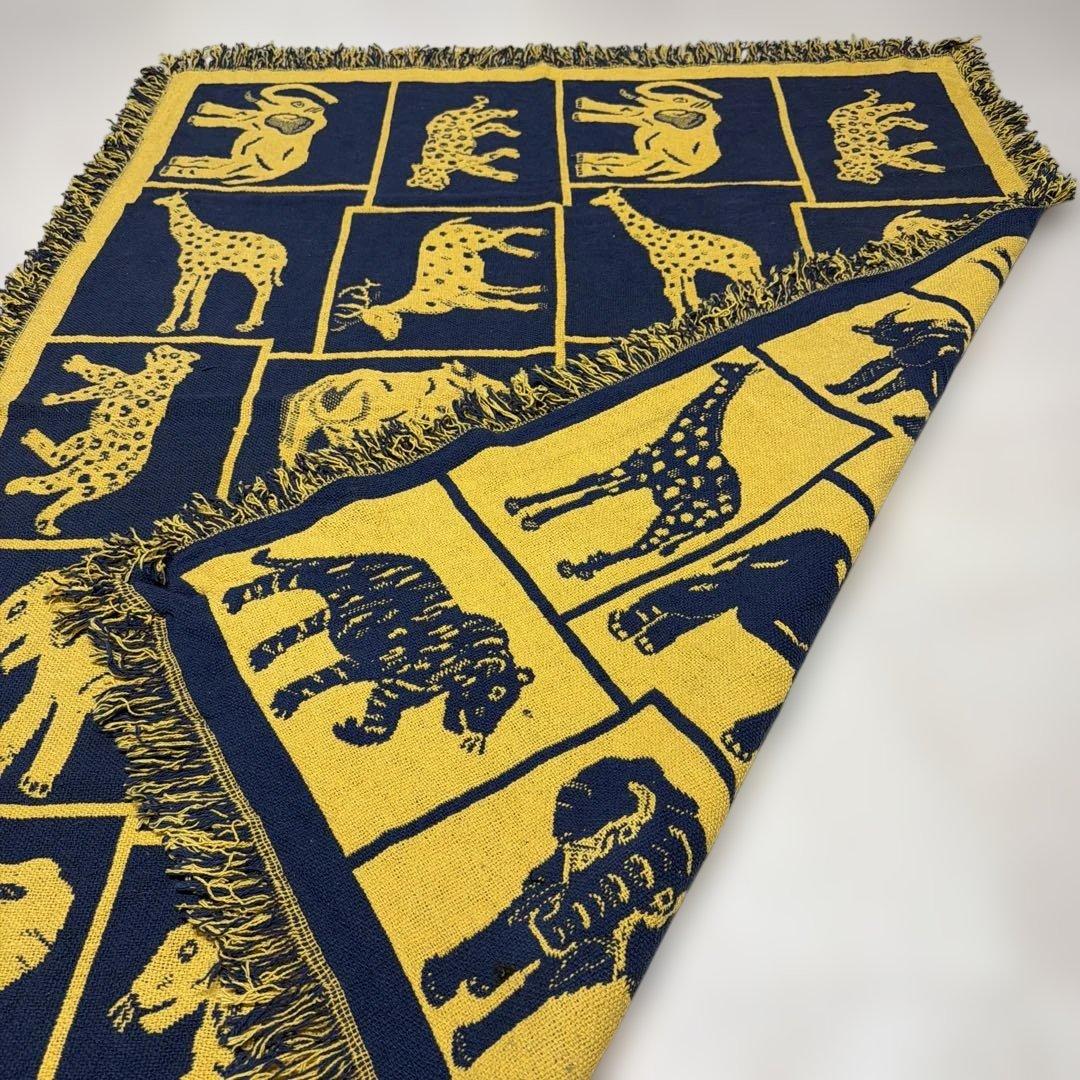 リバーシブル 動物 マルチカバー ソファカバー ヴィンテージラグ