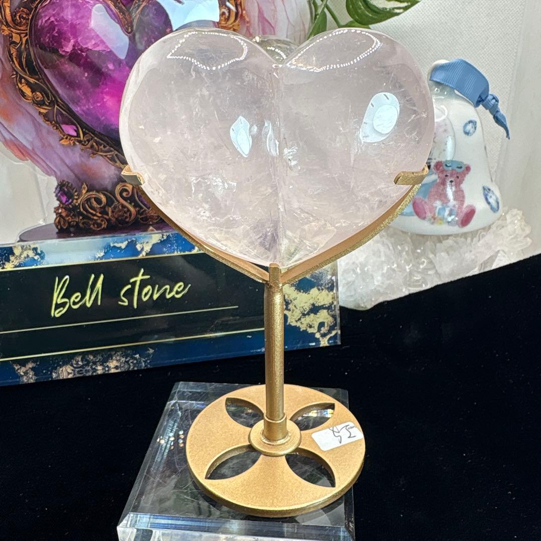 高品質 スターローズクォーツ桃ハート♡♡ダブルスターNo.2565