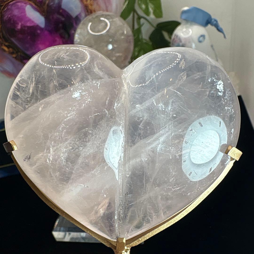 高品質 スターローズクォーツ桃ハート♡♡ダブルスターNo.2565