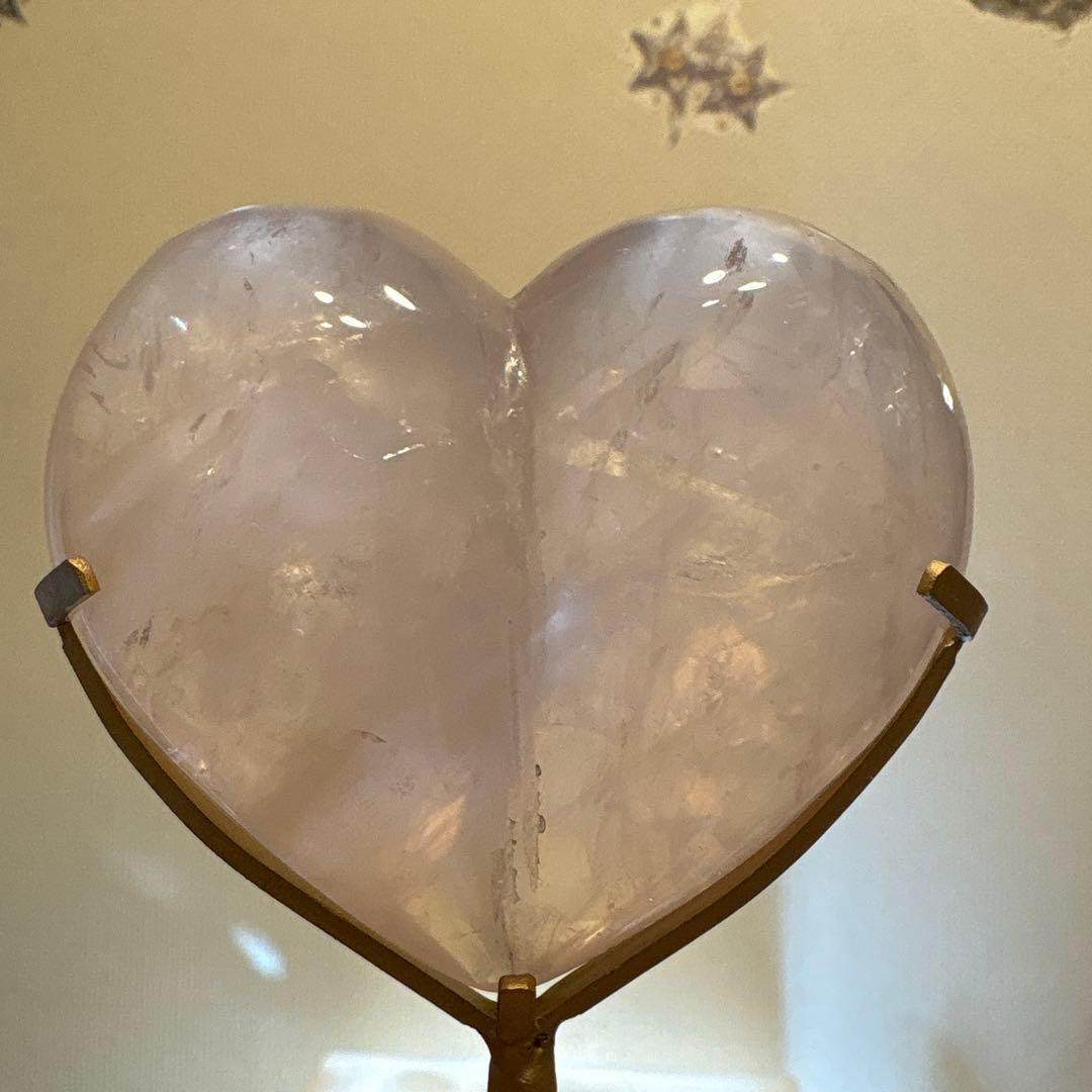 高品質 スターローズクォーツ桃ハート♡♡ダブルスターNo.2565