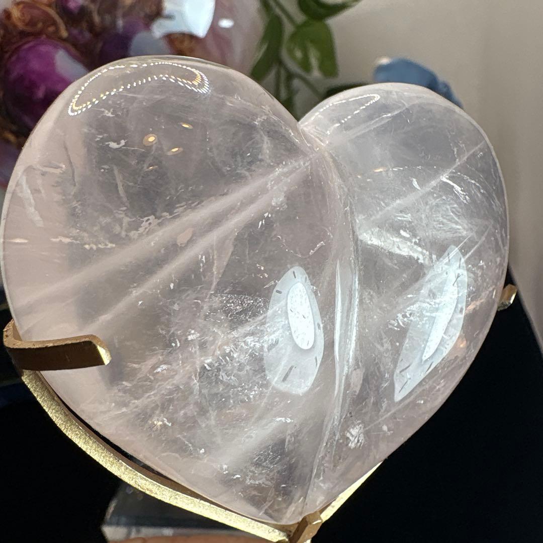 高品質 スターローズクォーツ桃ハート♡♡ダブルスターNo.2565