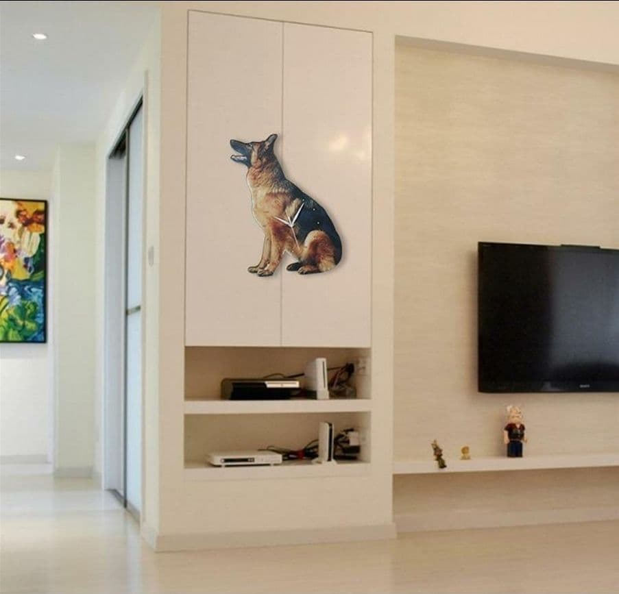 【リアル】壁掛け ペット時計 かわいい ジャーマンシェパード インテリア