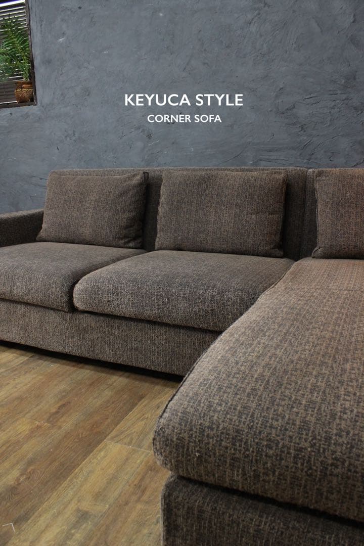 首都圏送無料〜売り切り特価KEYUCA45万大型コーナーソファフェザークッション