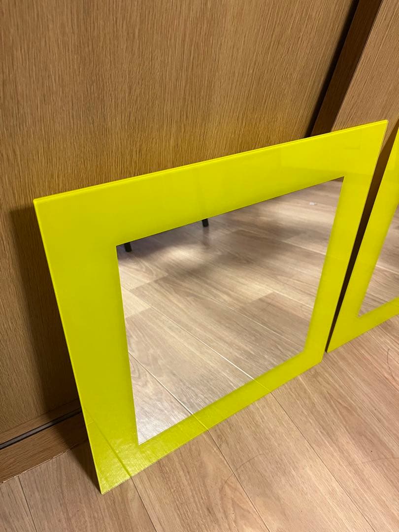 2枚セット アルテジャパン ミラー 壁掛け イエロー 鏡 ドレッサー 北欧