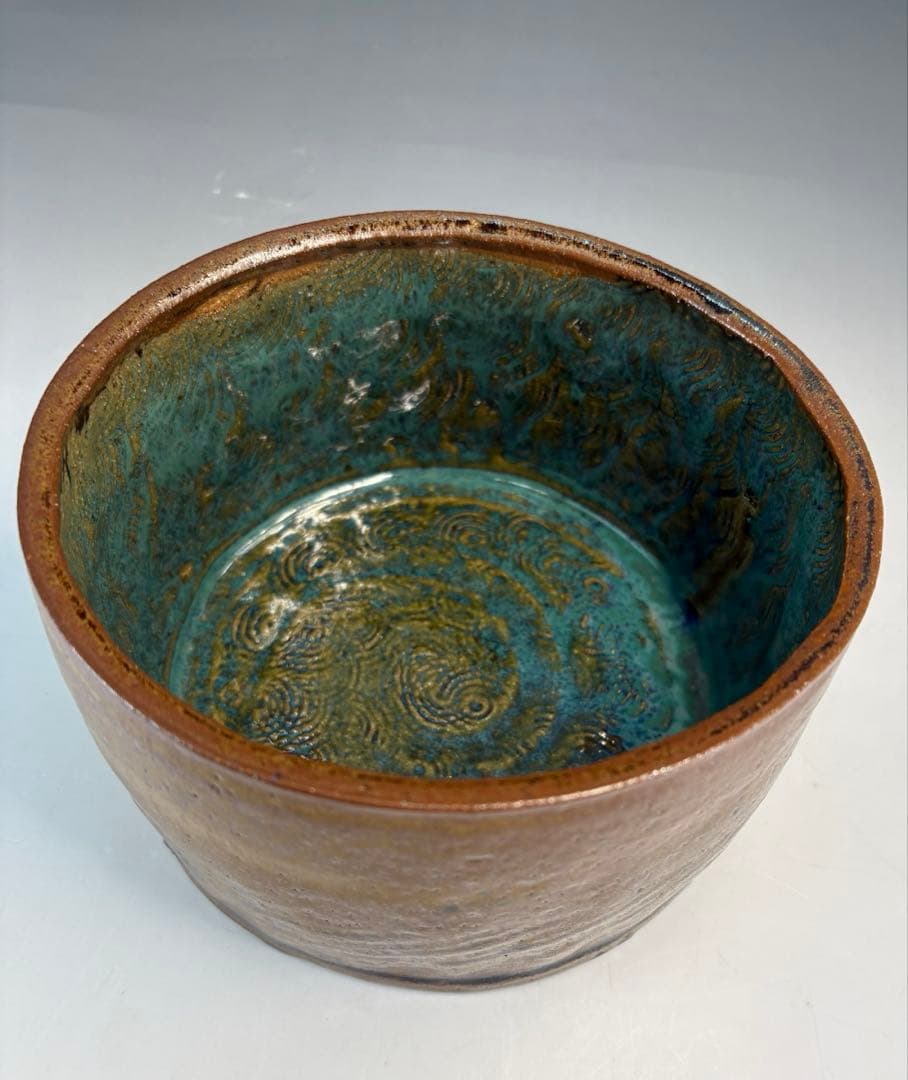 【中古品】熊谷保興造　上野焼鉄釉たつき建水（共箱）