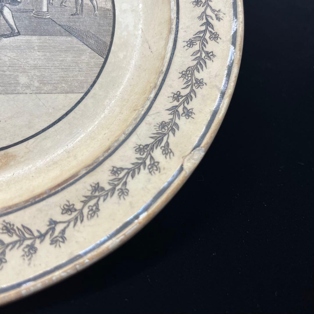 フランスアンティーク皿　1819年　Montereau モントロー　グリザイユ