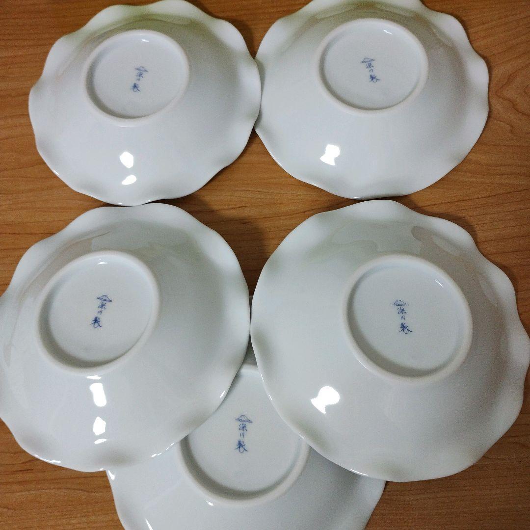 ✨️未使用品✨️ 深川製磁 白百合 フリルトレイ 波型陶磁器皿 5枚