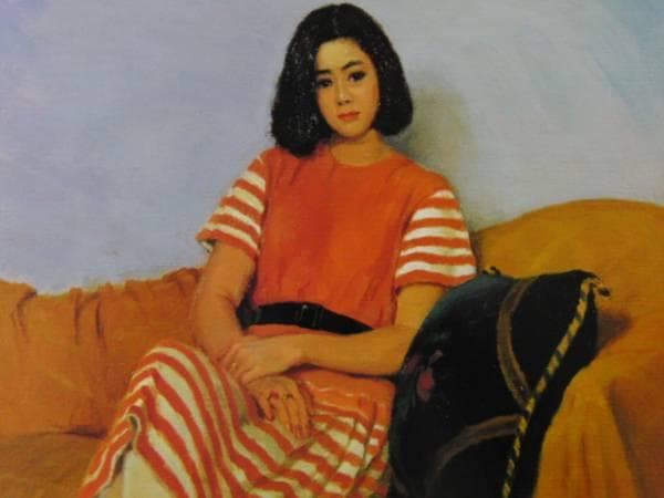 梶 進 「若い人」、限定画集より、藤島 武二、新品額装付