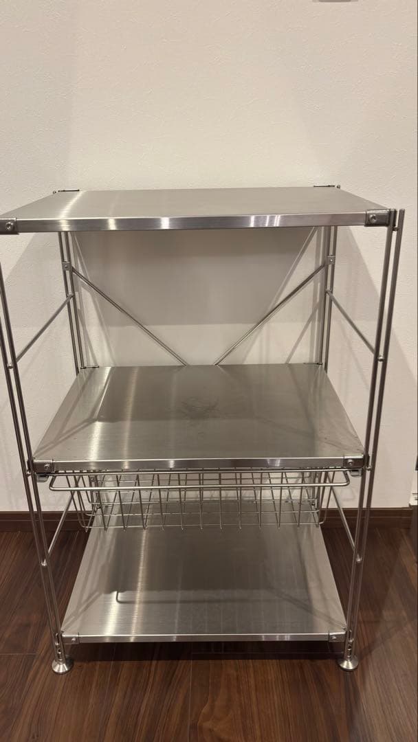 無印良品　ステンレスユニットシェルフ小　ワイヤーバスケット