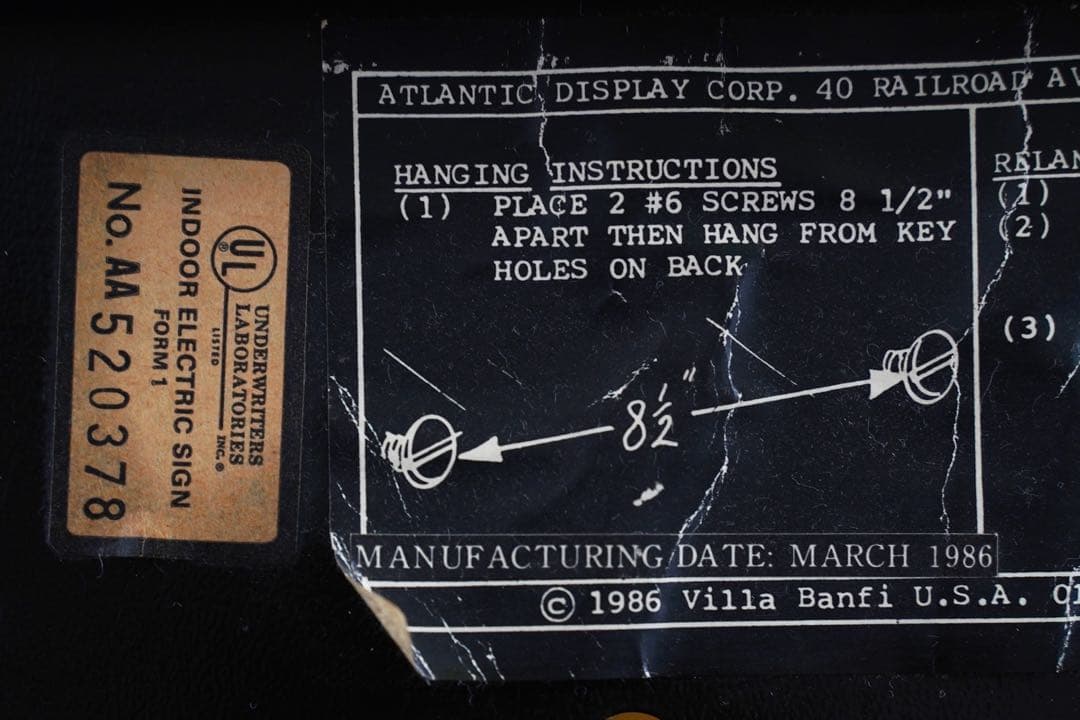 ヴィンテージ 80年代 Riunite 電光看板 照明