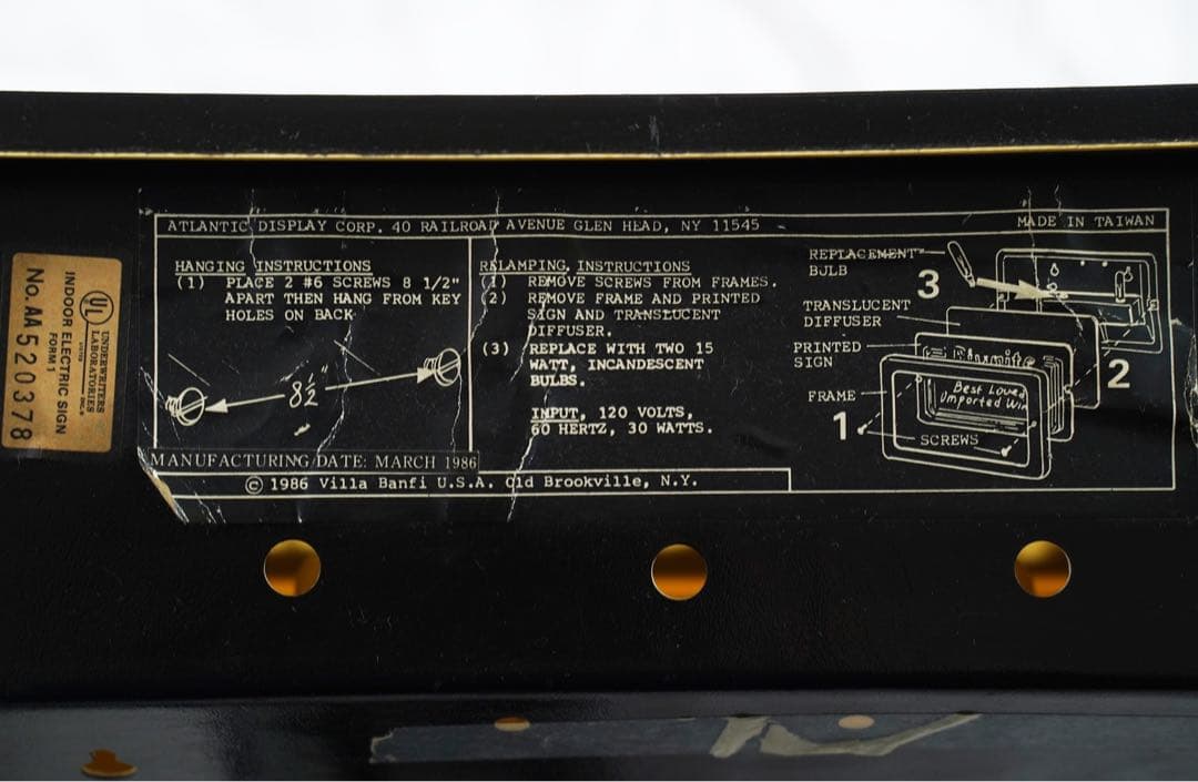ヴィンテージ 80年代 Riunite 電光看板 照明
