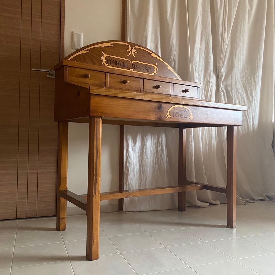 フランス　アンティーク　ドローイング　デスク　机　トールペイント　カントリー