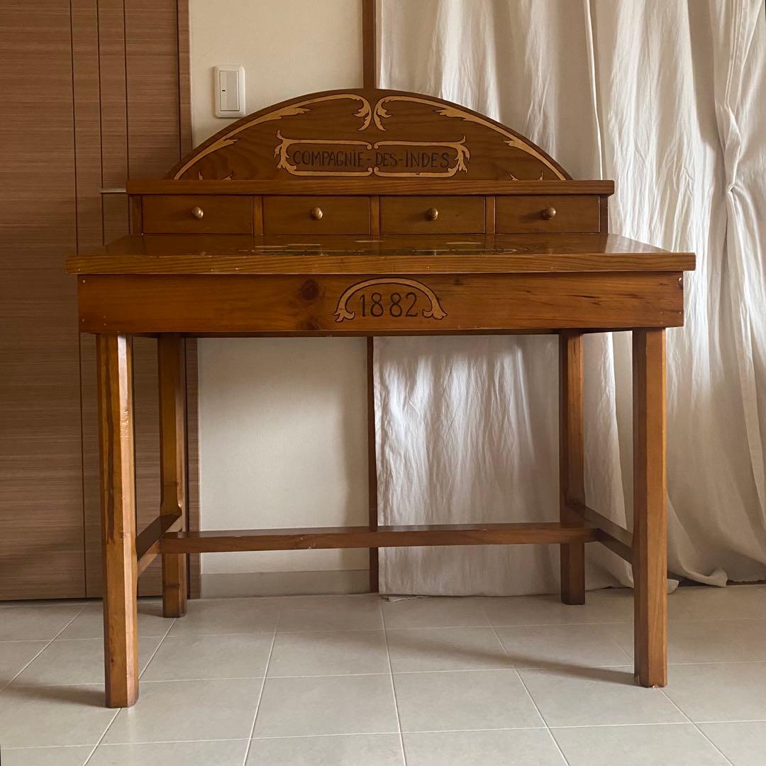 フランス　アンティーク　ドローイング　デスク　机　トールペイント　カントリー