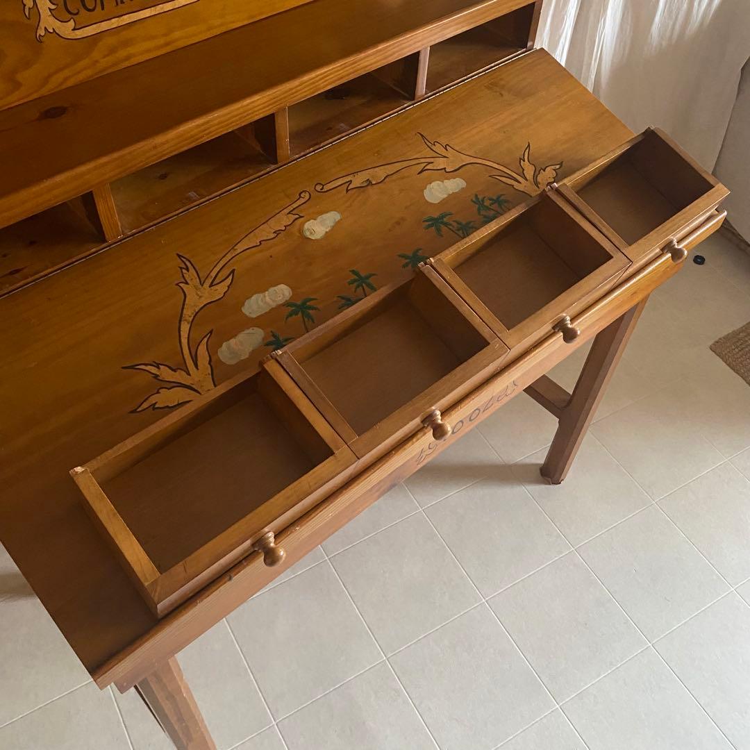 フランス　アンティーク　ドローイング　デスク　机　トールペイント　カントリー