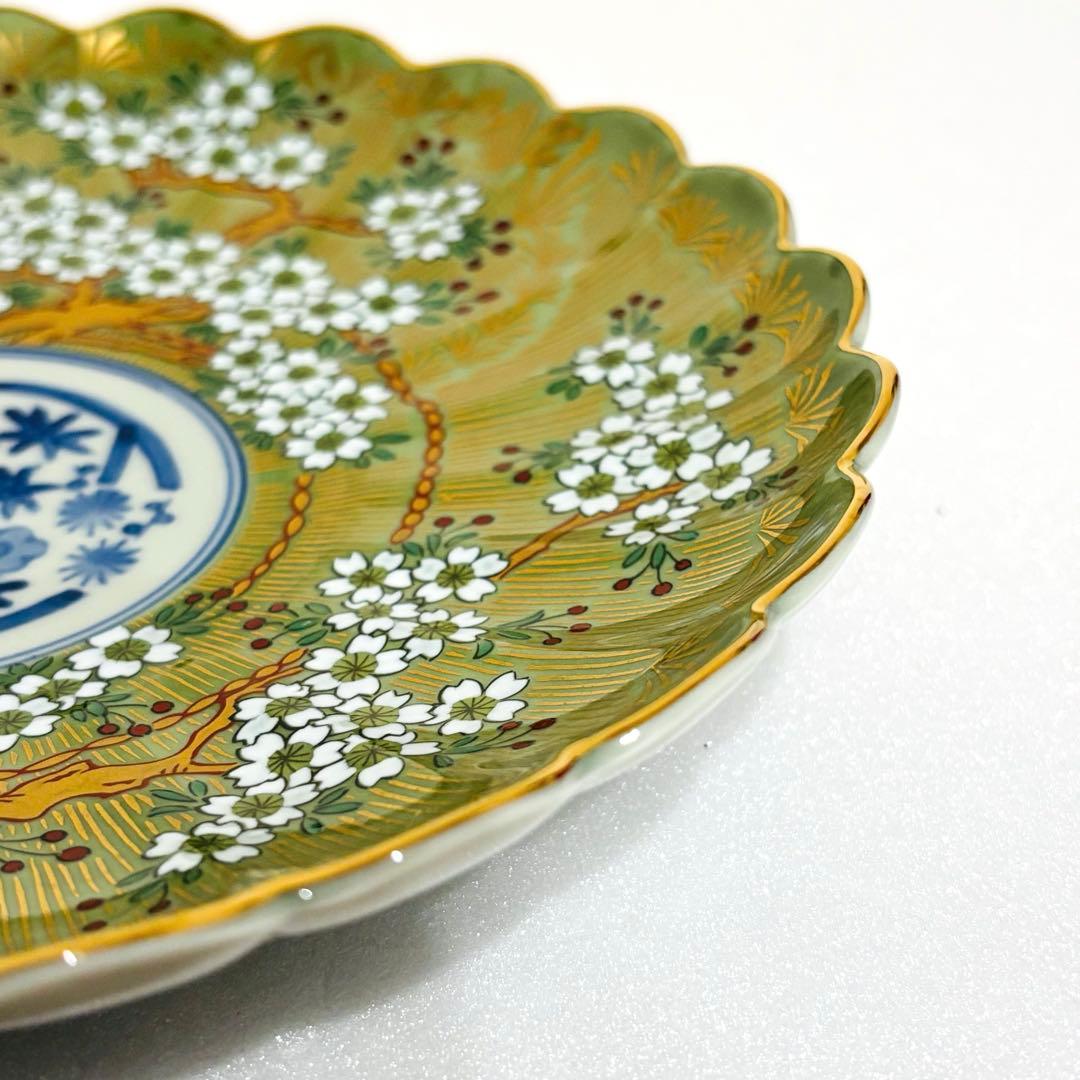 ⭐️ 波佐見焼 林九郎窯 金彩染錦 琳派 桜樹文 19cm 銘々皿 未使用品 ⭐️