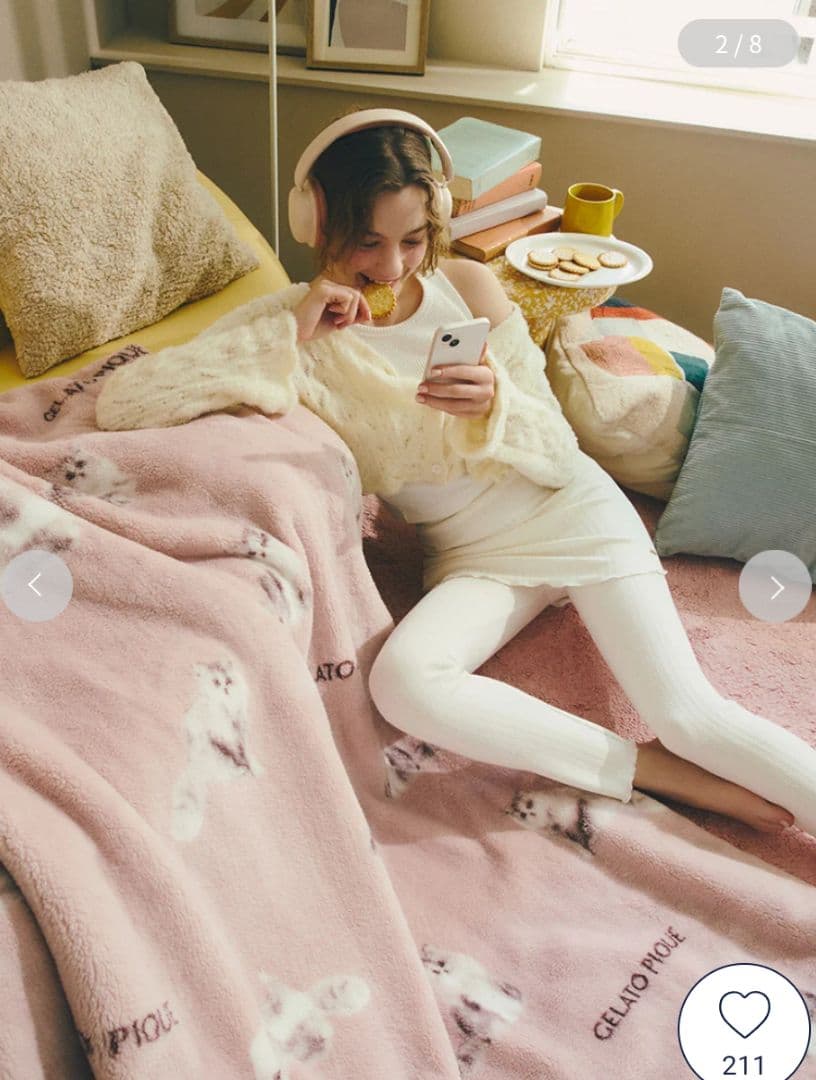 gelato pique CAT柄 プリント毛布 猫プリント ブランケット 毛布