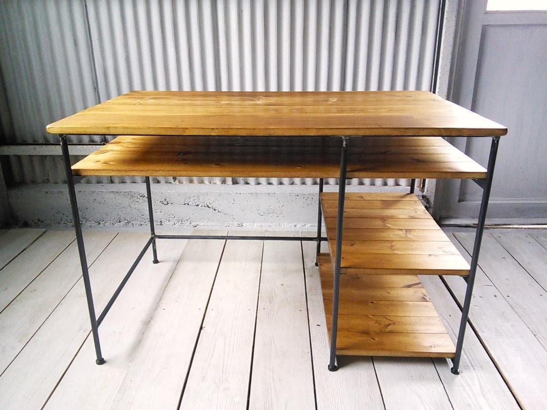 アイアンウッドワークデスク（学習机　事務机　ネイルデスク )《頑丈》《全面溶接》