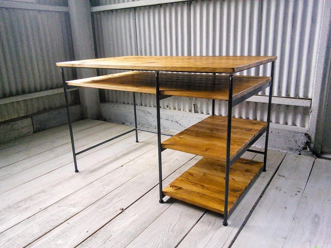 アイアンウッドワークデスク（学習机　事務机　ネイルデスク )《頑丈》《全面溶接》