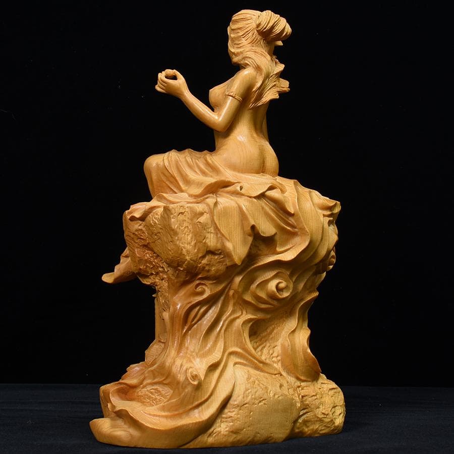 裸弁財天像　美女像　桧彫刻　高さ23cm