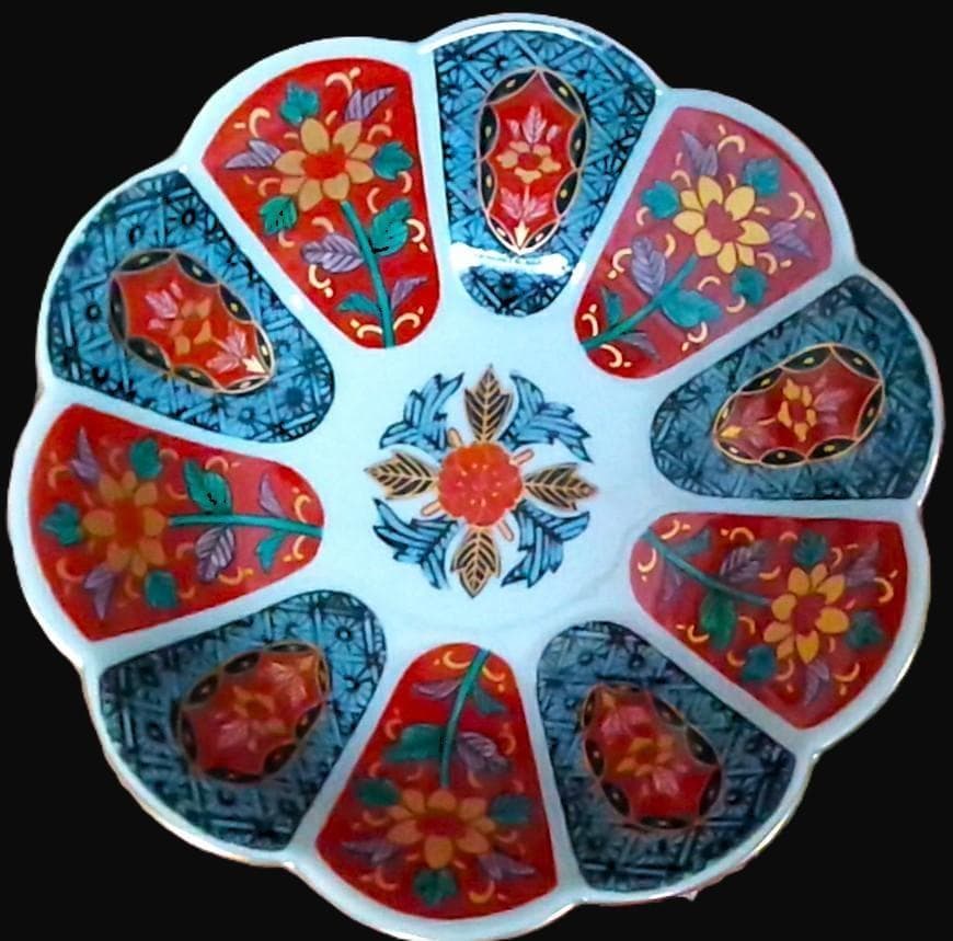 追加可 新品 林九郎窯 十方割花地紋小鉢 金彩輪花鉢 古伊万里