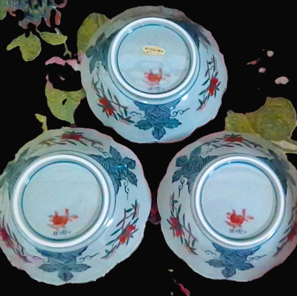 追加可 新品 林九郎窯 十方割花地紋小鉢 金彩輪花鉢 古伊万里