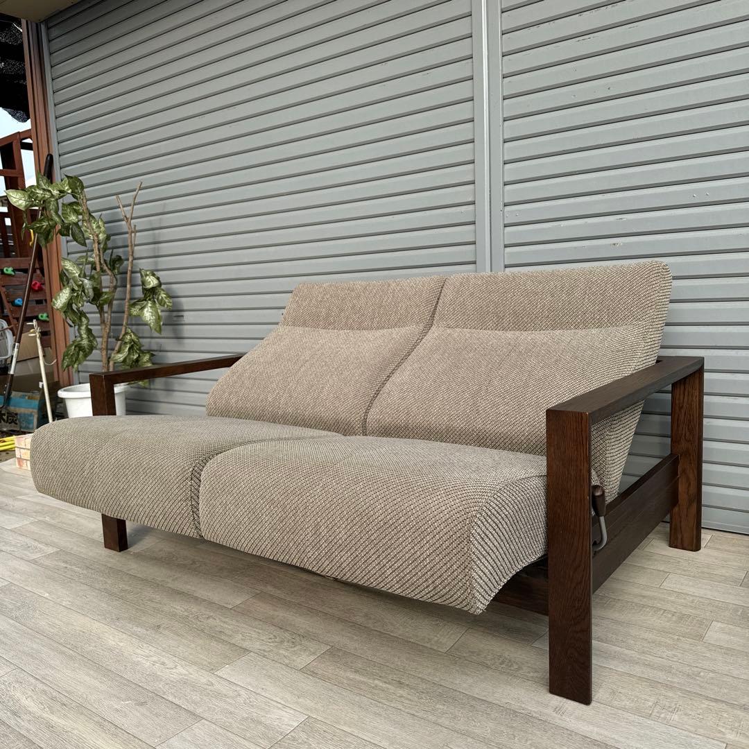 karimoku 現行品　リクライニングソファ　2人掛けソファ　オットマン付き