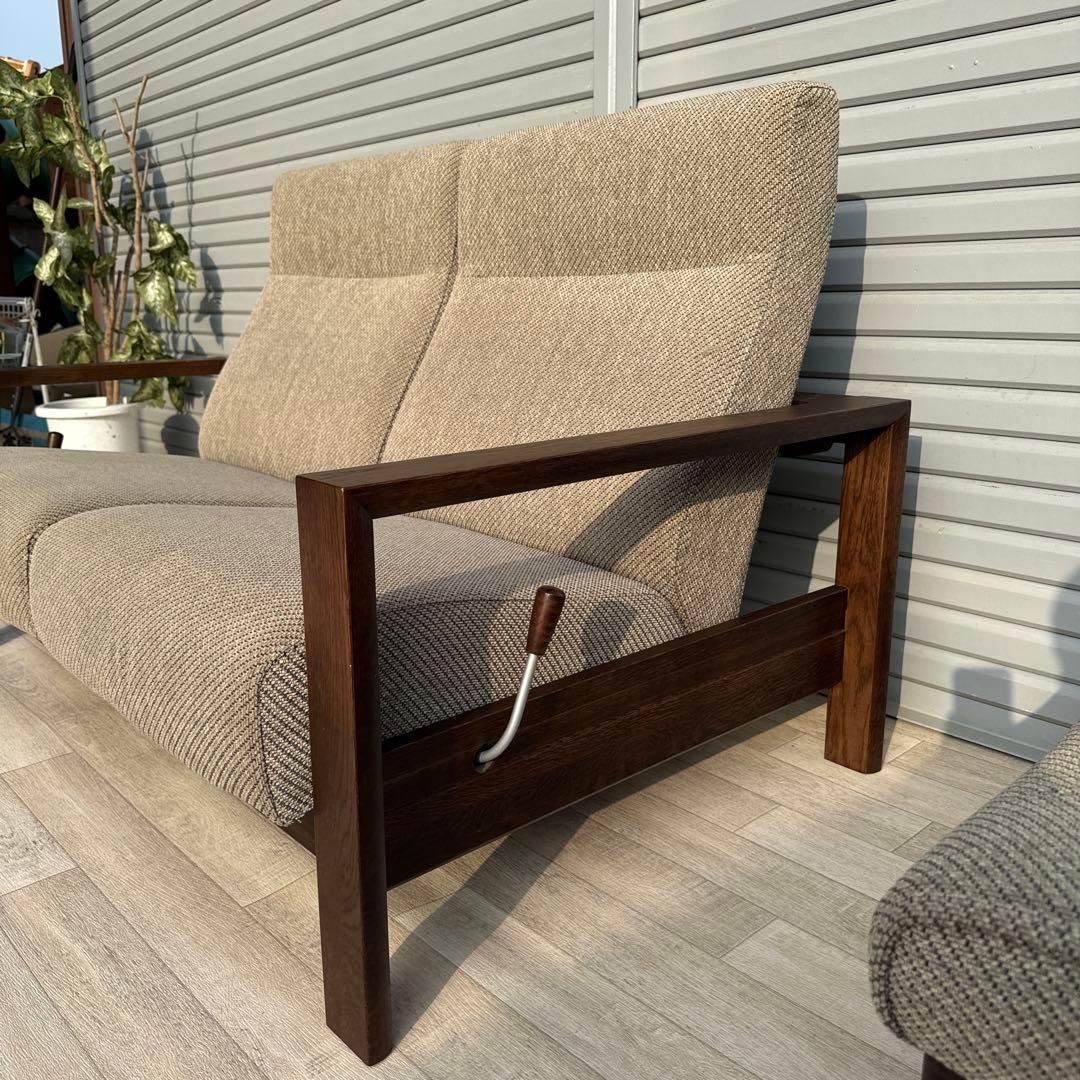 karimoku 現行品　リクライニングソファ　2人掛けソファ　オットマン付き