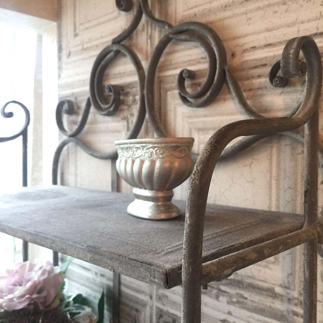 【貴重！1点もの！】賃貸OKアンティーク アイアンの壁掛け棚