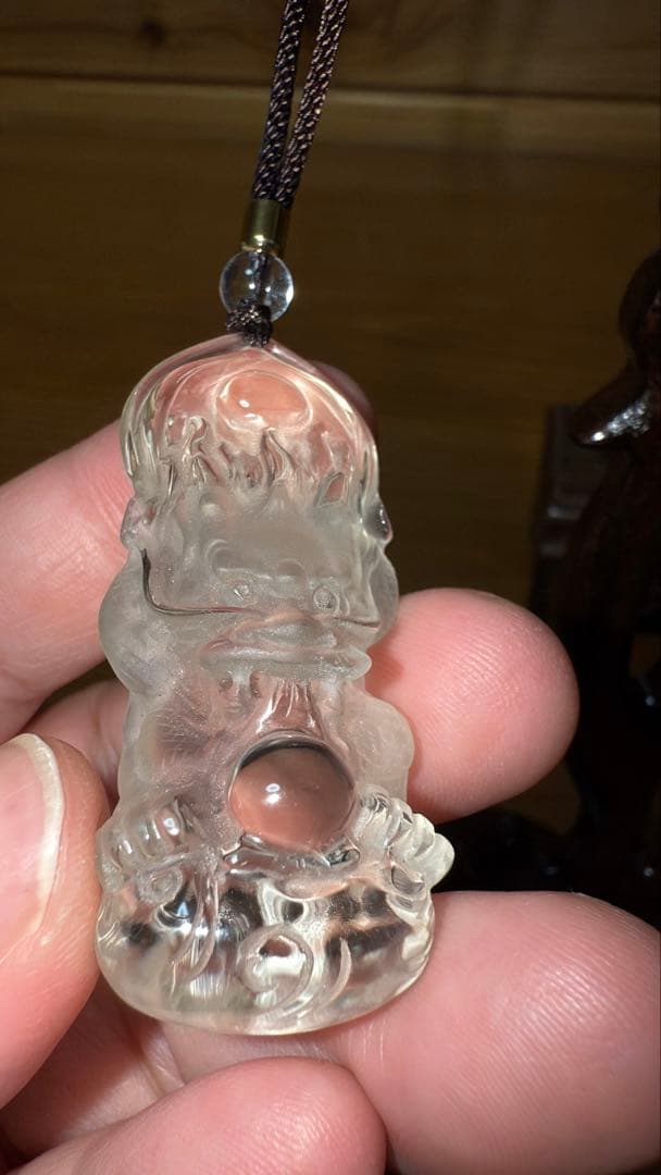 ①天然ライトシトリン 手彫り龍神様 宝珠 如意 昇龍台座セット 置物 チャーム