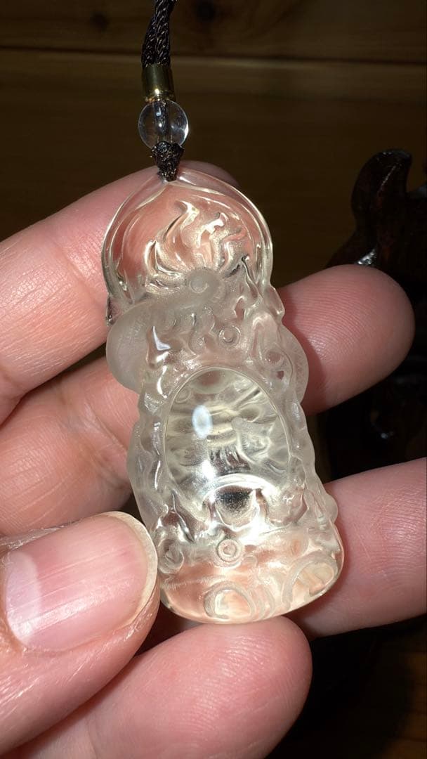 ①天然ライトシトリン 手彫り龍神様 宝珠 如意 昇龍台座セット 置物 チャーム