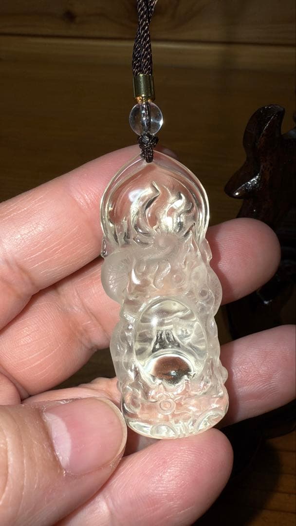 ①天然ライトシトリン 手彫り龍神様 宝珠 如意 昇龍台座セット 置物 チャーム