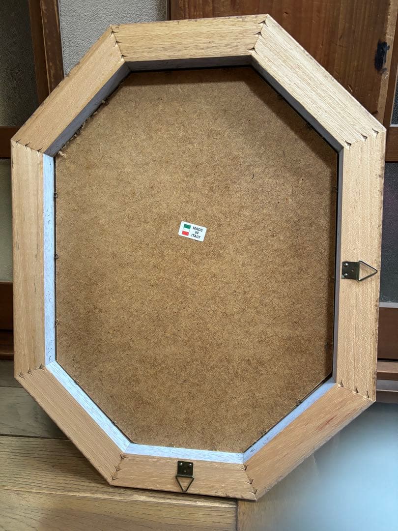 イタリア製　アンティーク　八角 壁掛け鏡　　　　　　ウォールミラー