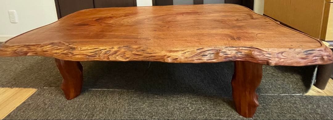 送料込‼️ ヴィンテージ　無垢材　一枚板　ウォールナット　座卓　テーブル　ちゃぶ台