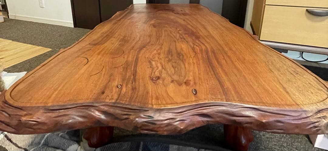 送料込‼️ ヴィンテージ　無垢材　一枚板　ウォールナット　座卓　テーブル　ちゃぶ台