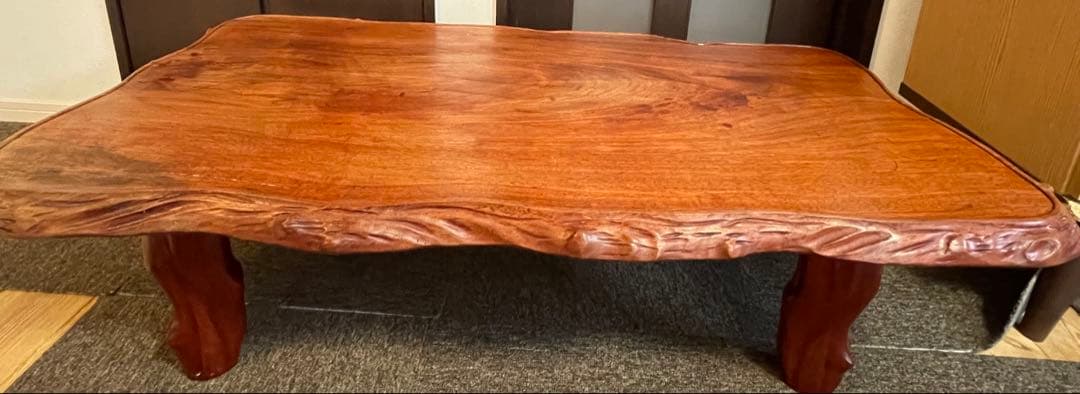 送料込‼️ ヴィンテージ　無垢材　一枚板　ウォールナット　座卓　テーブル　ちゃぶ台