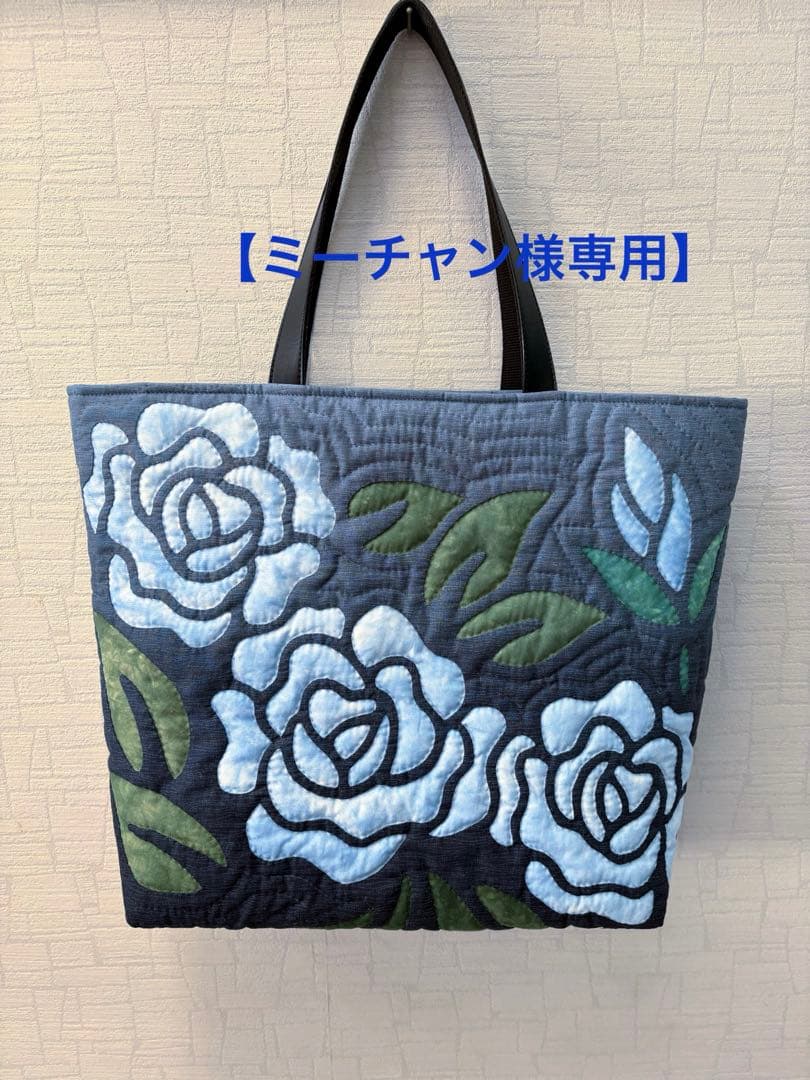 【ミーチャン】　ハワイアンキルトトートバッグ　バラ cec0d535437c6fa3f2cd6e28351fdd