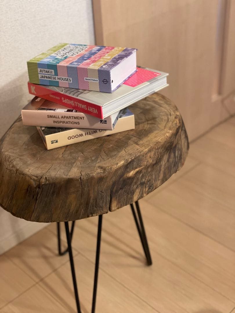 木製丸型テーブル 金属脚