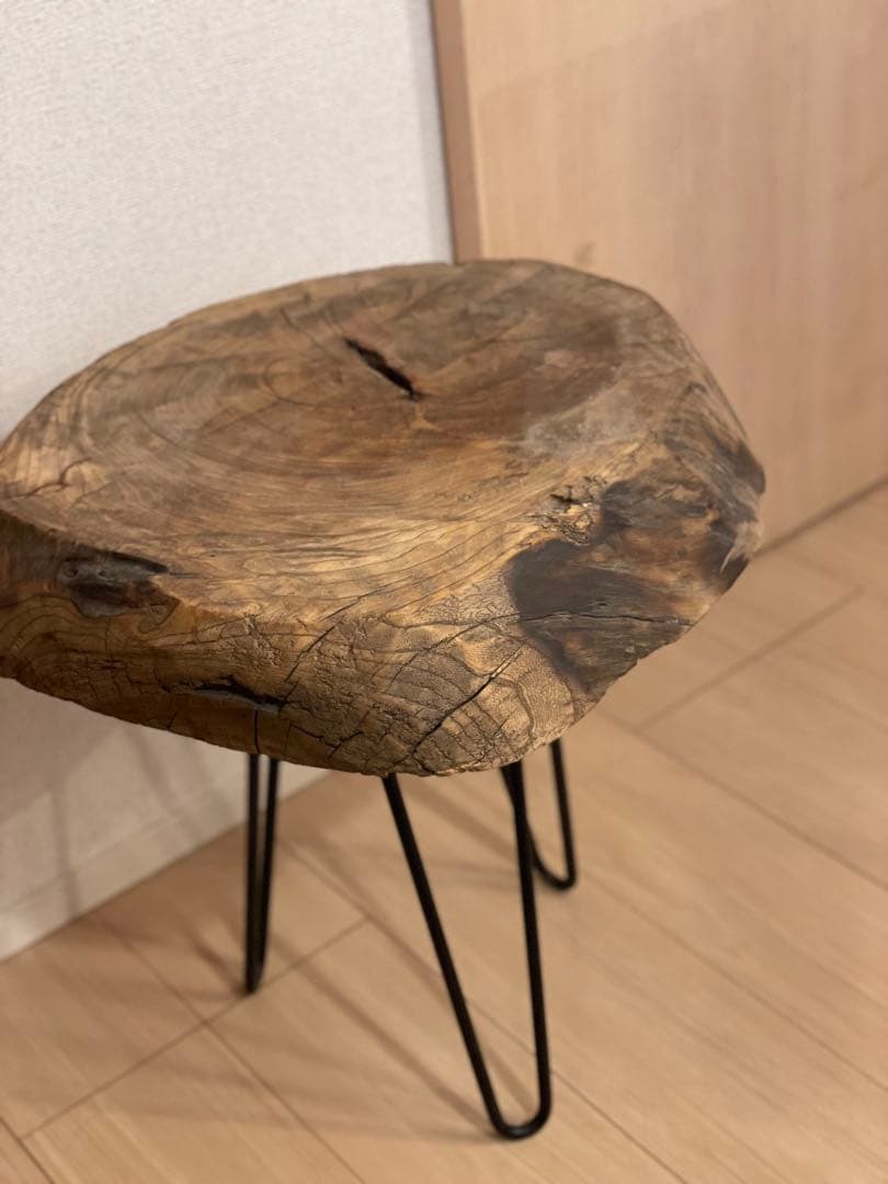 木製丸型テーブル 金属脚