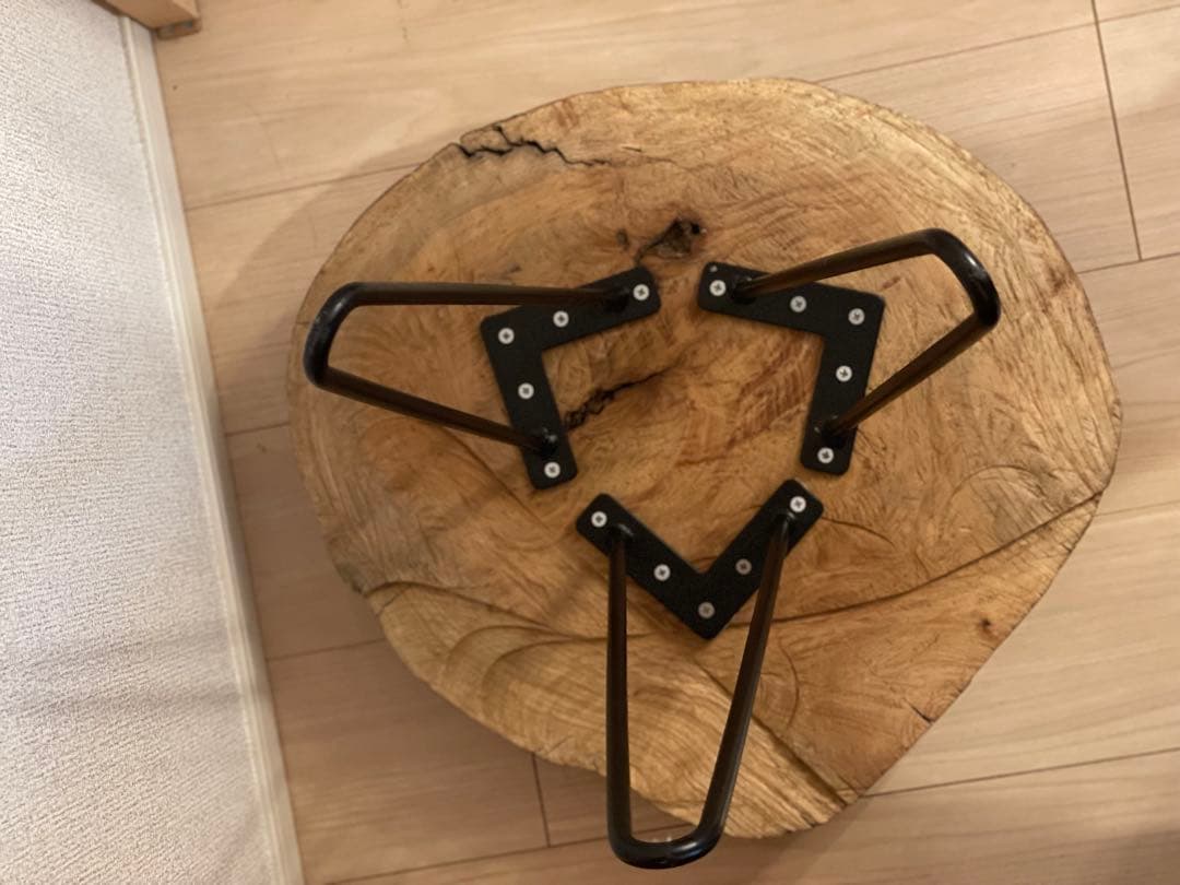 木製丸型テーブル 金属脚