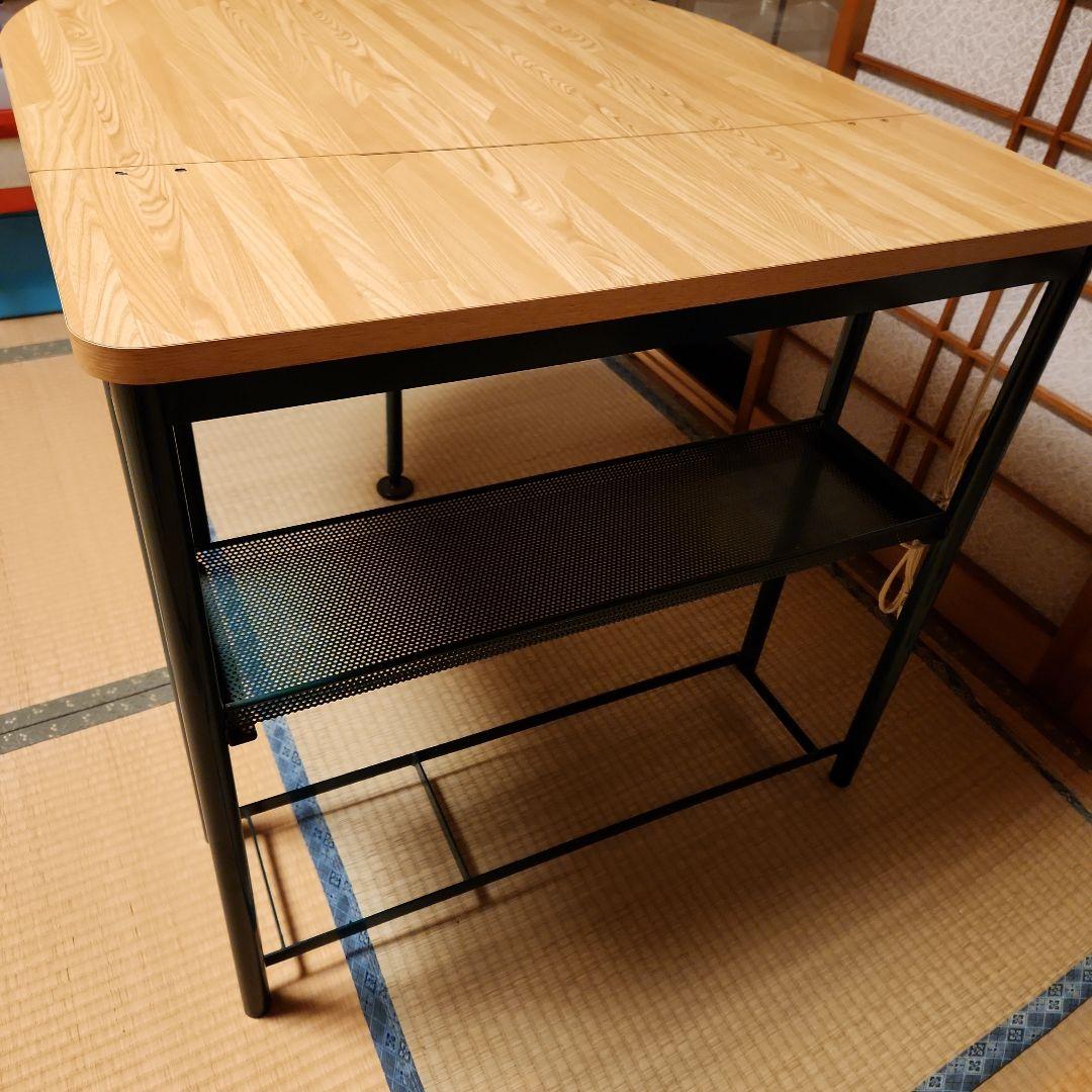 バタフライテーブル　折り畳み式作業テーブル メッシュ下棚付き