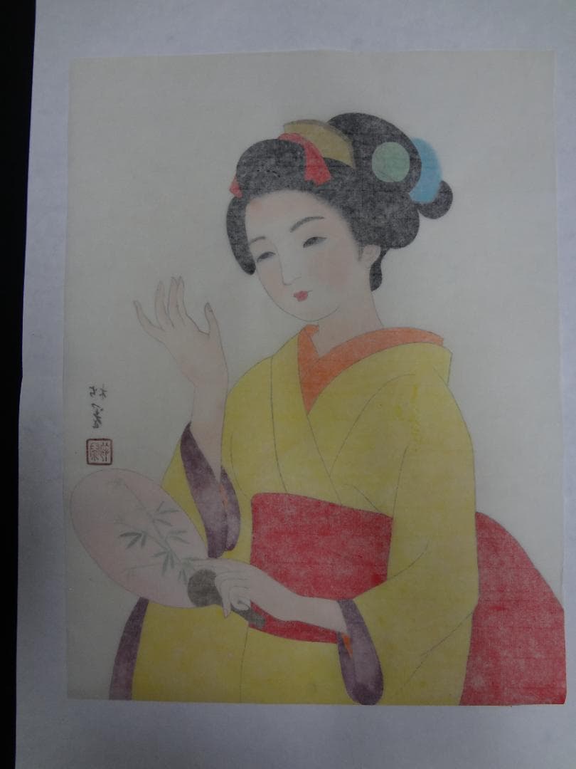 上村松園 着物美人 肉筆画・水彩画・日本画・額縁無し・紙本著色