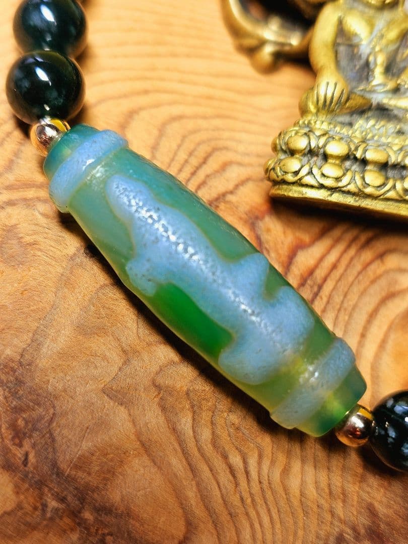 超レア★黒朱砂★緑双観音天珠のブレス